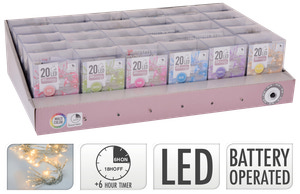 Lyskæde 20 LED - assorterede farver