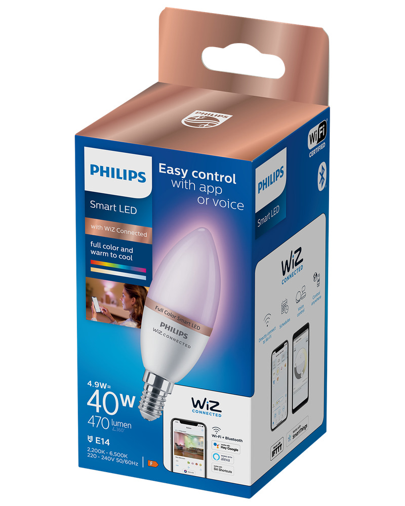 PHILIPS Smart LED kronlampa 4,9W E14 C37 - Full color