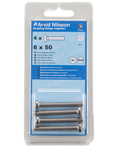 Arvid Nilsson Maskinskrue A4 PH M6 x 50 mm 4-pak