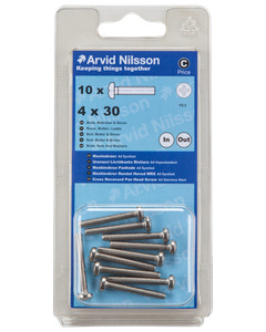 Arvid Nilsson Maskinskrue A4 PH M4 x 30 mm 10-pak