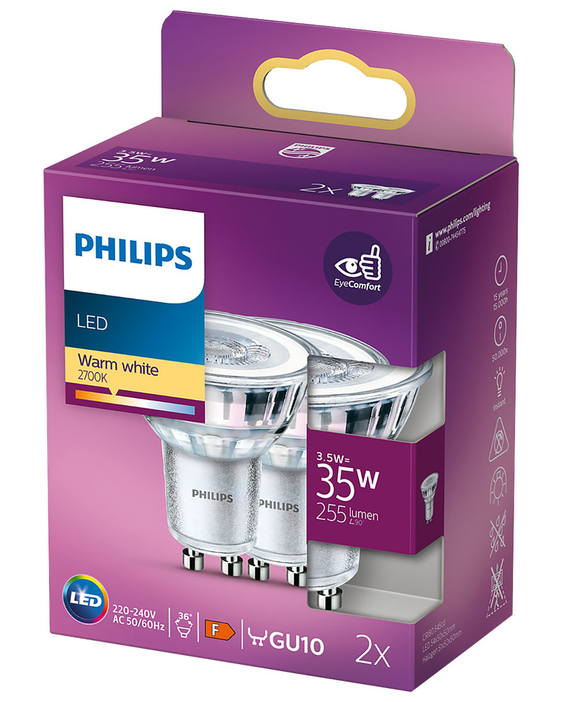 PHILIPS Reflektorlampa 4W GU10 2-pack