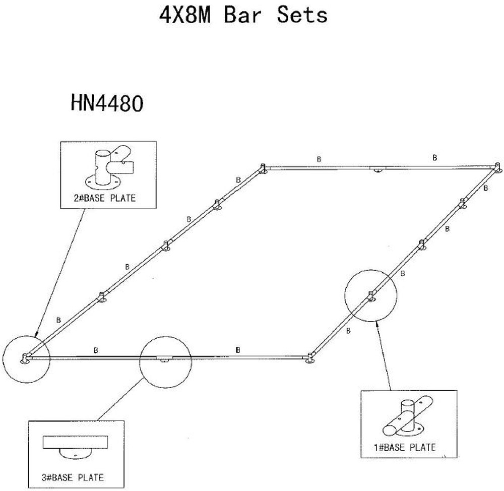 Bundramme 4 x 8 m Lux partytelt