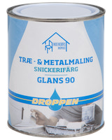 Droppen Træ- og metalmaling 0,75 L glans 90 -  hvid