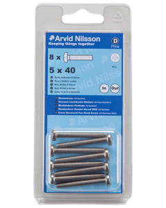 Arvid Nilsson Maskinskrue A4 PH M5 x 40 mm 8-pak