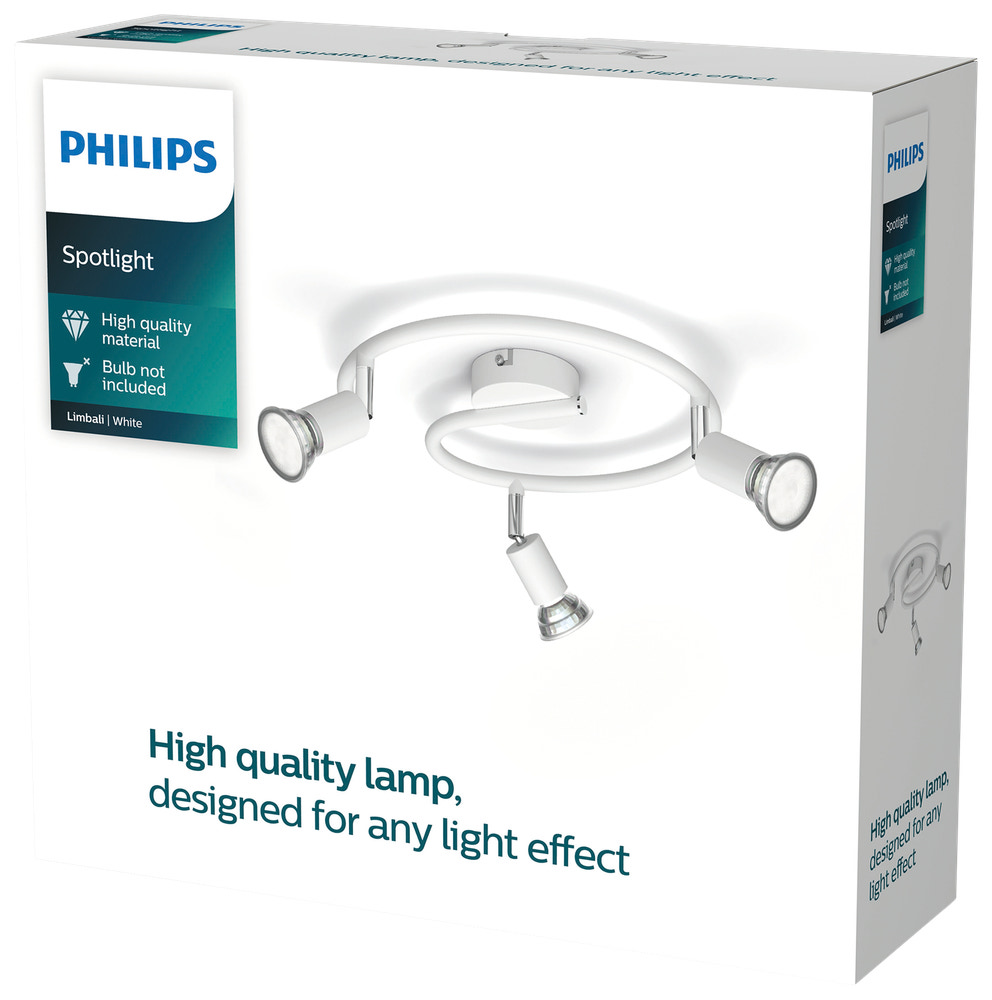 PHILIPS Spotlampe Limbali GU10 3 spot - hvid