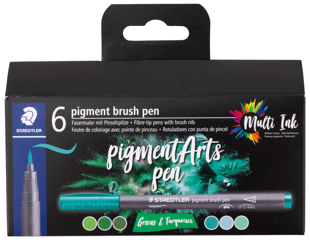 Staedtler Pensel tusch pigmentart grøn 6-pak