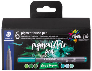 Staedtler Pensel tusch pigmentart grøn 6-pak