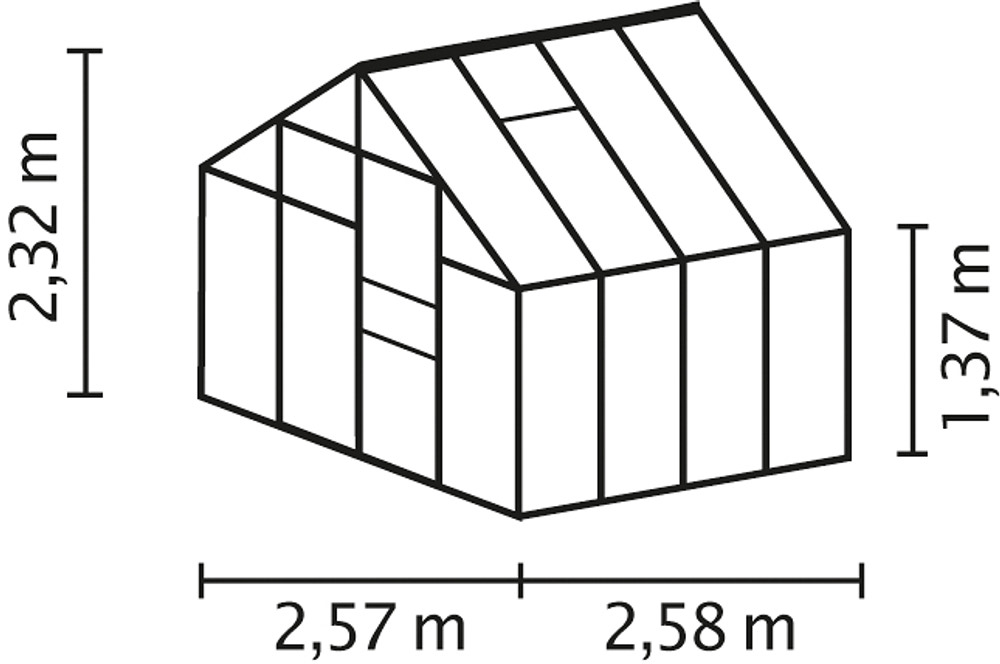 Växthus Merkur 6700 alu/glas