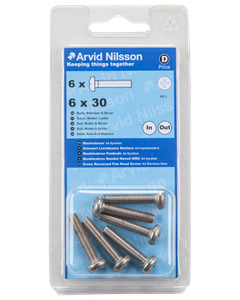 Arvid Nilsson Maskinskrue A4 PH M6 x 30 mm 6-pak