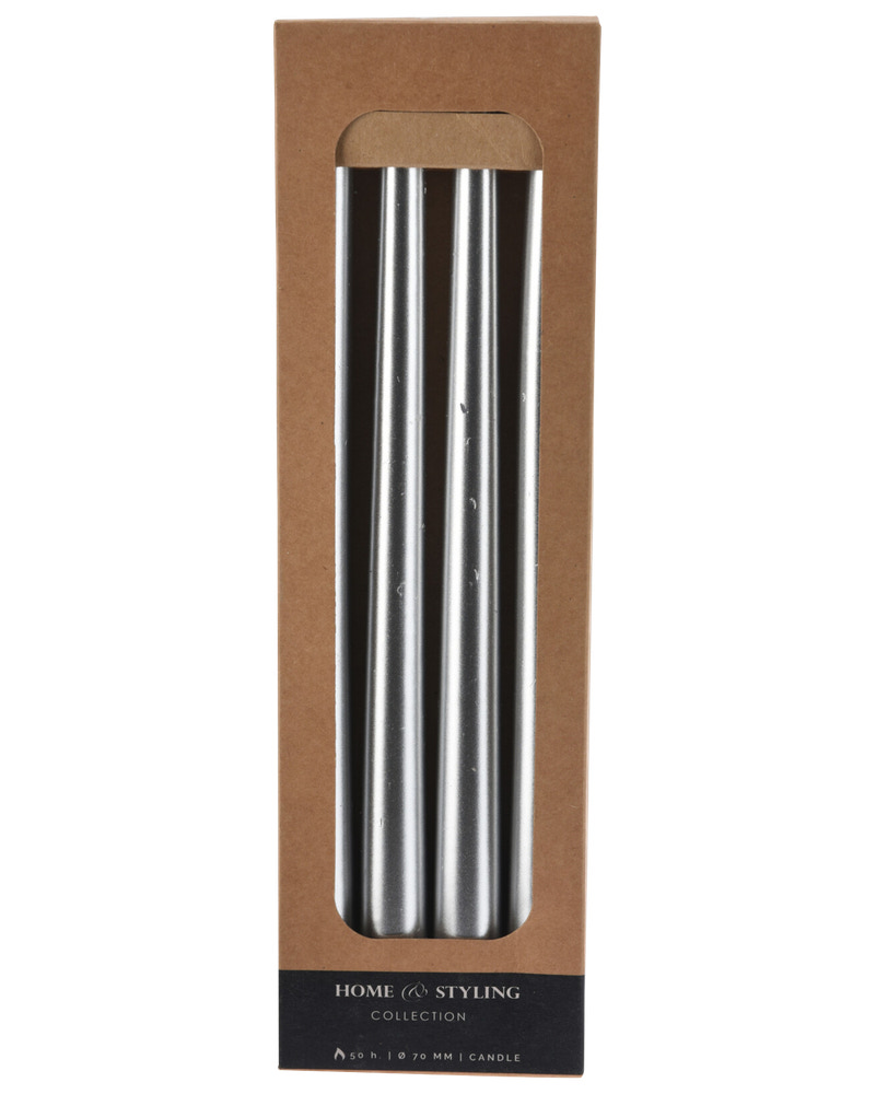 Stearinljus silver 4-pack