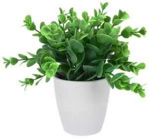 Kunstig plante i hvid krukke - assorterede planter