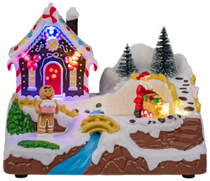 Pepparkakslandskap med LED 