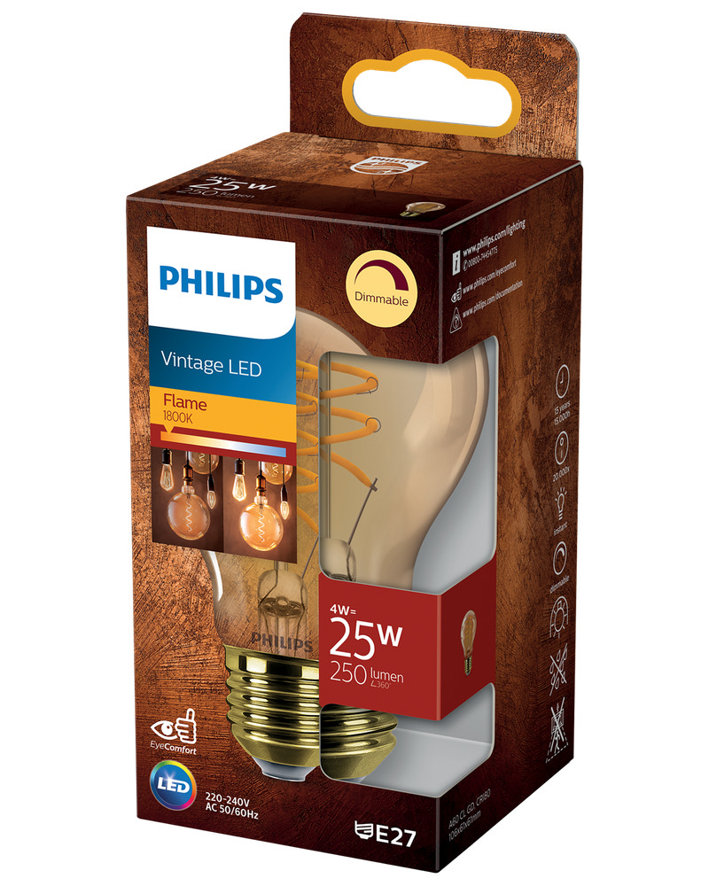 PHILIPS normallampa 4W A60 E27 Guld dimbar