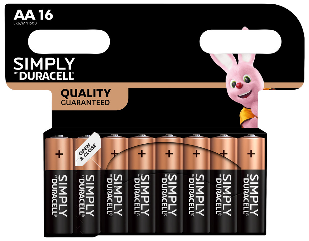 DURACELL Simply Batteri AA 16-pak