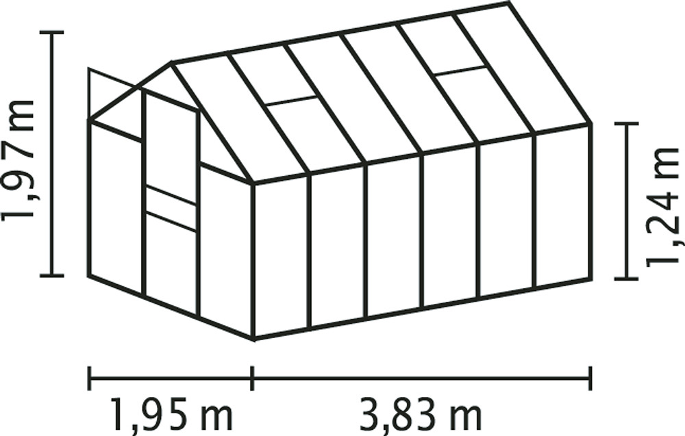 Växthus Venus 7500 svart/glas med sockel