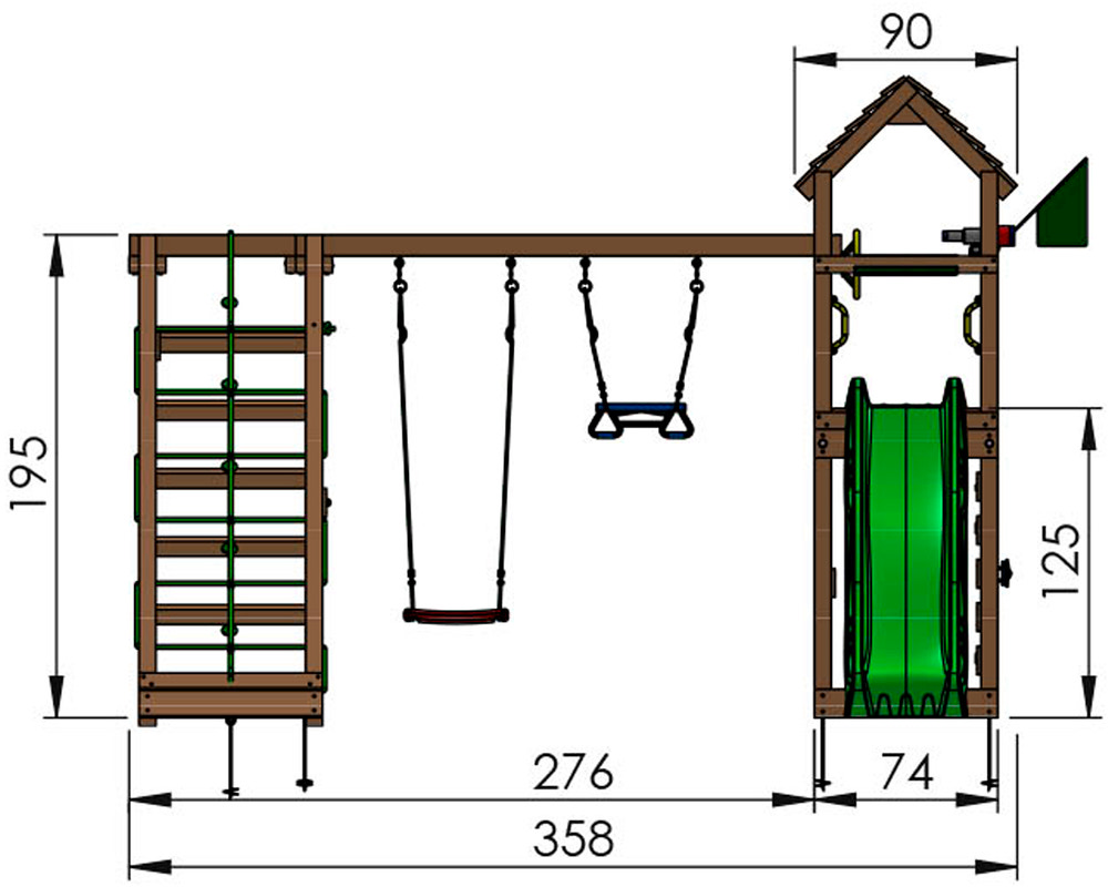 Jungle Gym Cocoon Legetårn med klatremodul