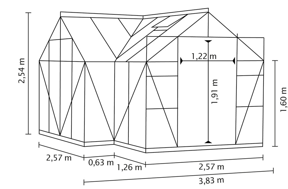 Växthus Sirius 13000 svart med cresting