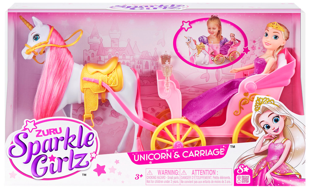 ZURU Sparkle Girlz dukke, hest + karet