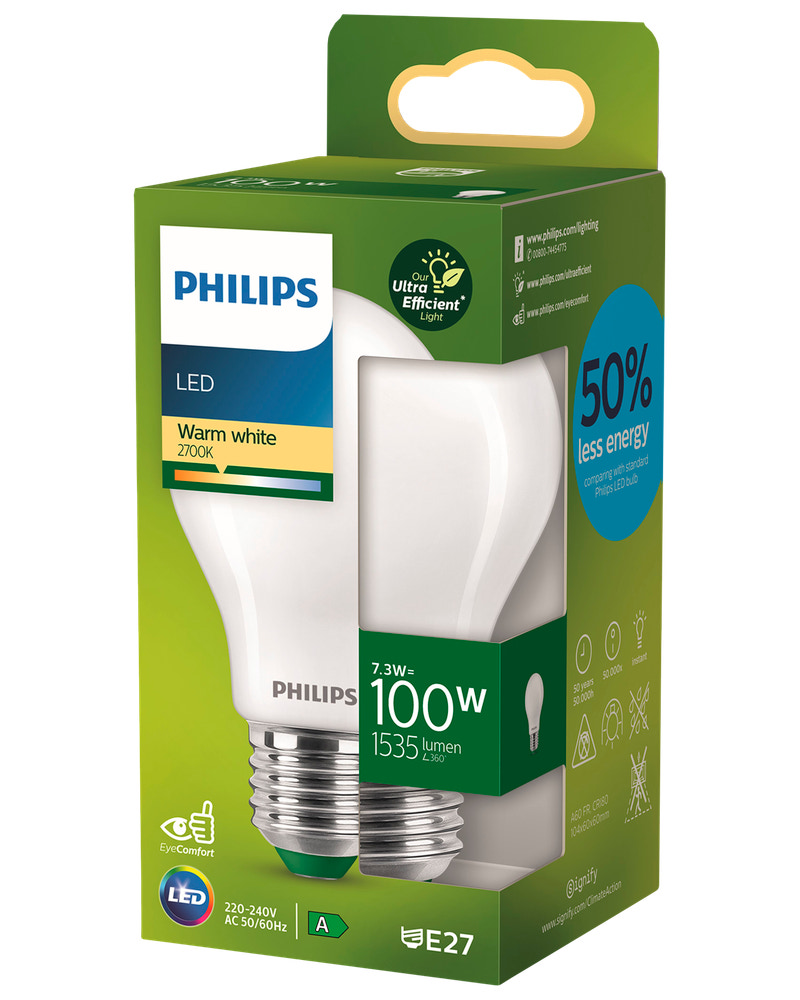 PHILIPS LED 7,3W E27 A60