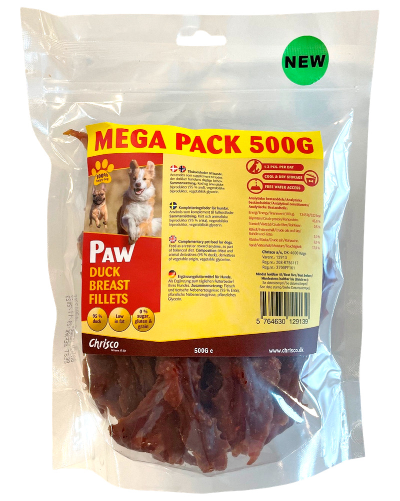 PAW Hundegodbid Breast fillets duck 500 g