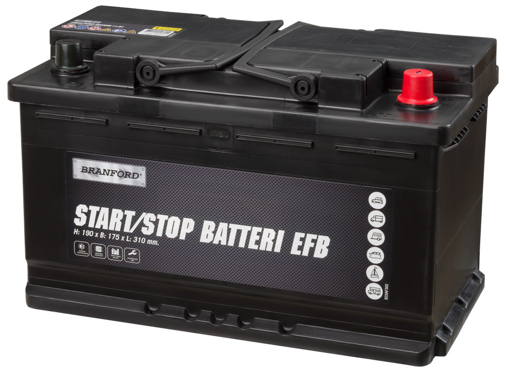 BRANFORD Autobatteri Start/Stop EFB 80Ah +højre