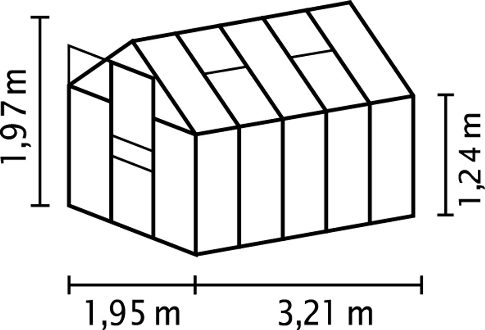 Växthus Venus 6200 grön/poly med sockel