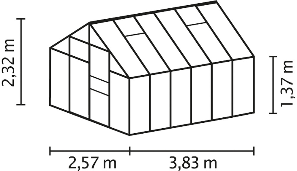 Växthus Merkur 9900 svart/glas