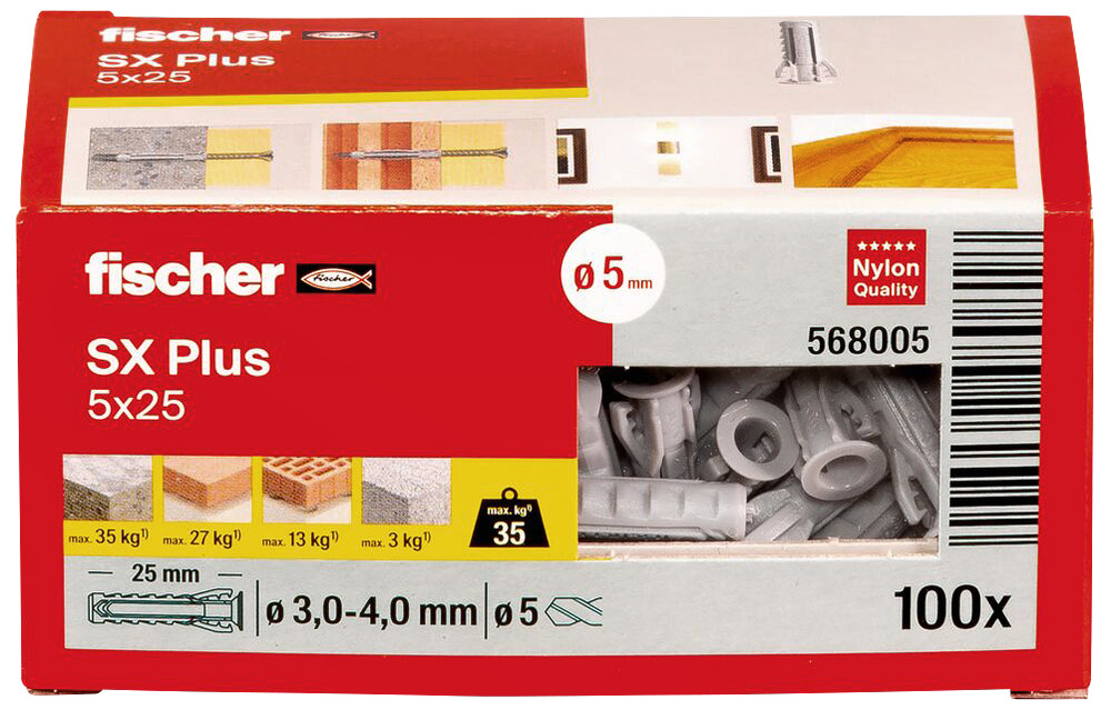 Fischer Uni plug SX plus 5 x 25 mm 100 stk.