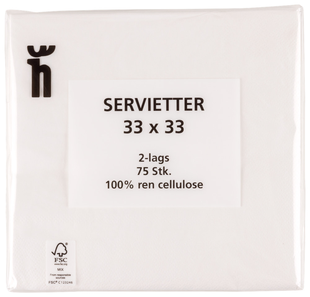 SERVETT VIT HN 33X33 CM 75 ST