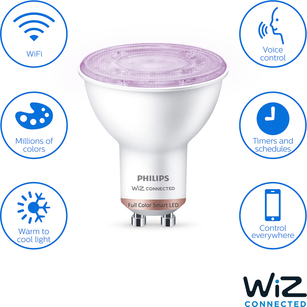 PHILIPS Smart LED-pære 4,7W GU10 2-pak - Full Color