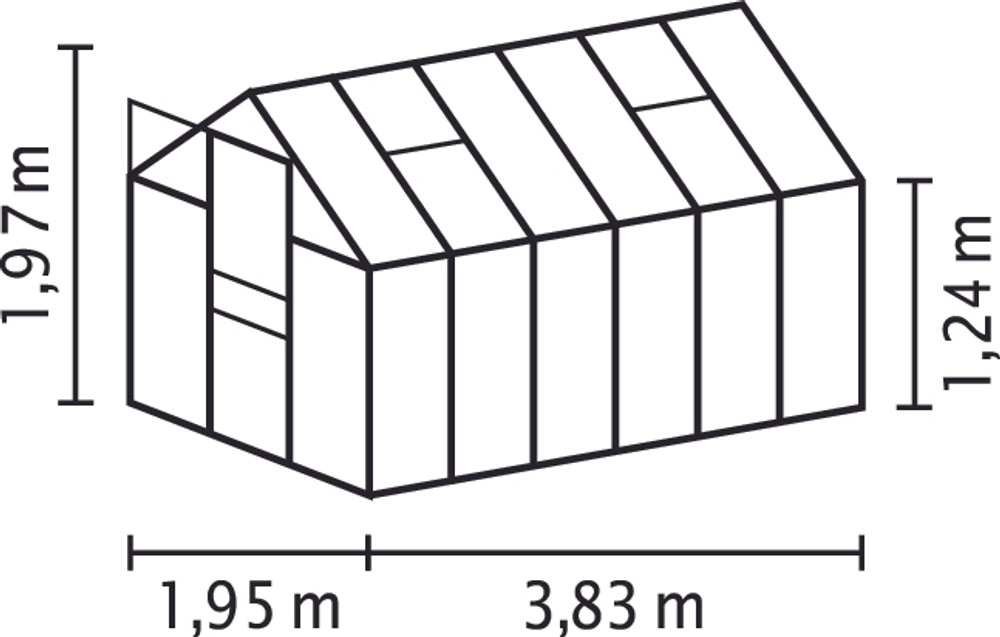 Växthus Venus 7500 grön/poly med sockel