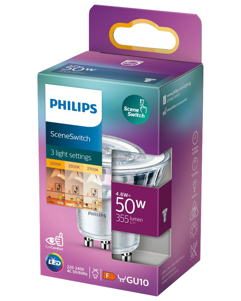 PHILIPS LED reflektorlampa SceneSwitch GU10 - 3 steg