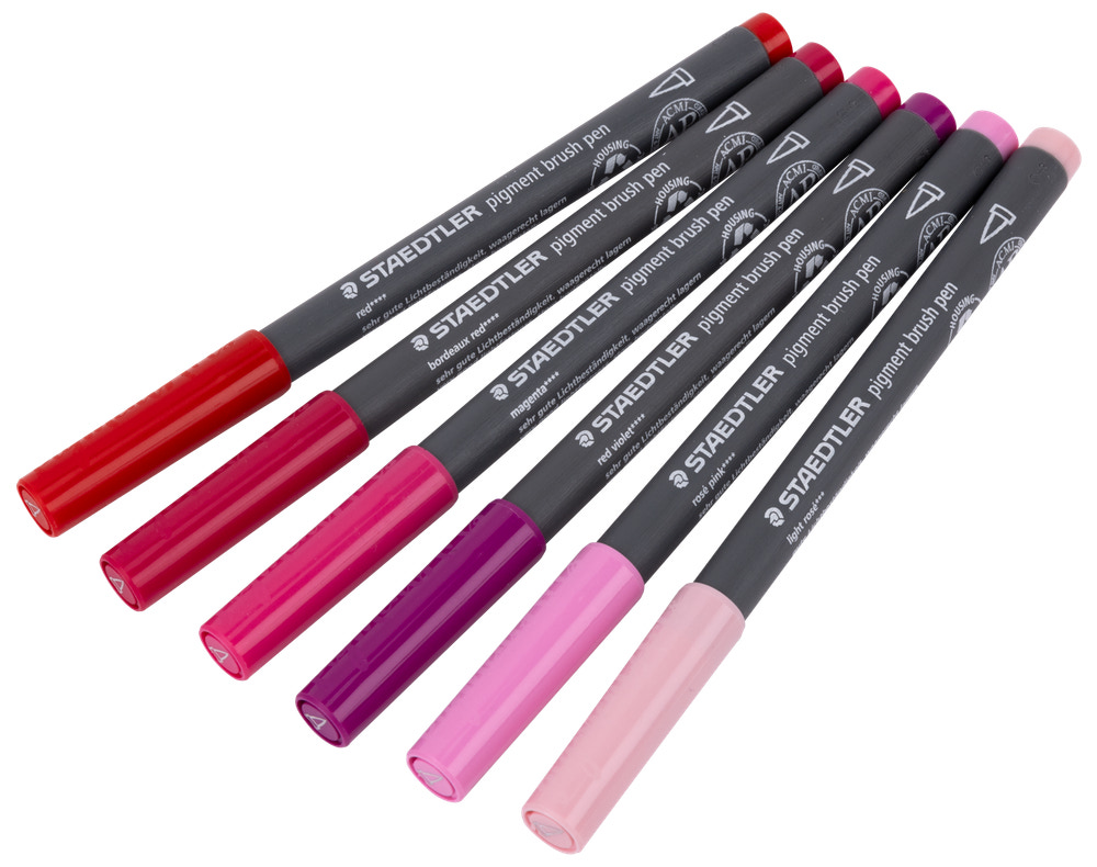 Staedtler Pensel tusch pigmentart rød/pink 6-pak