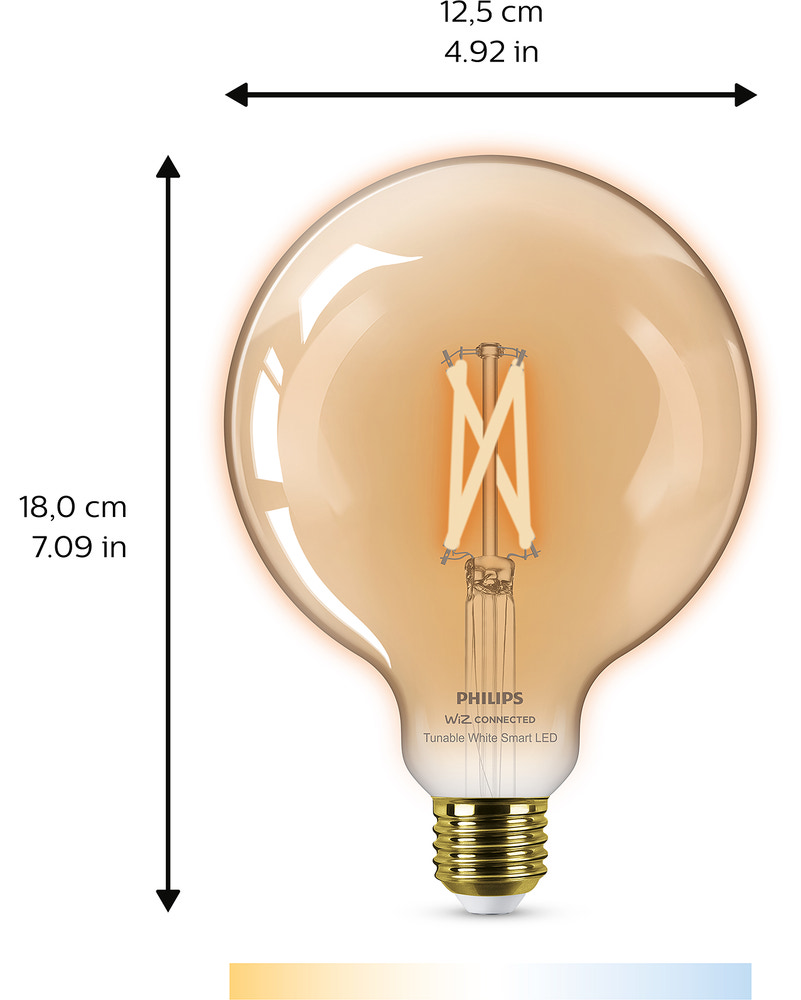 PHILIPS Smart LED-pære 7W E27 G125 - WarmToCool