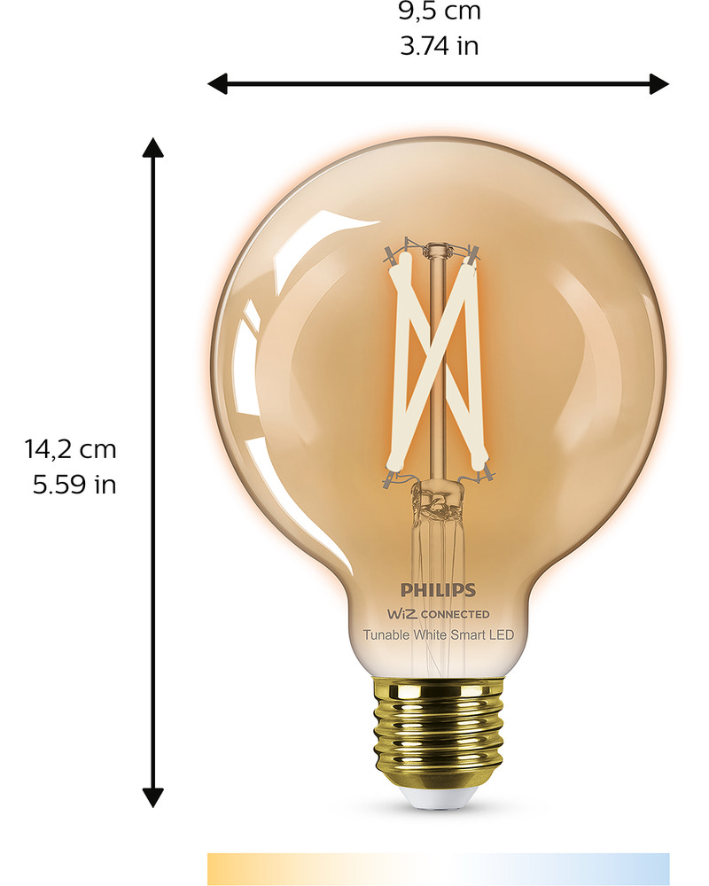 PHILIPS Smart LED globlampa 7W E27 G95 - WarmToCool