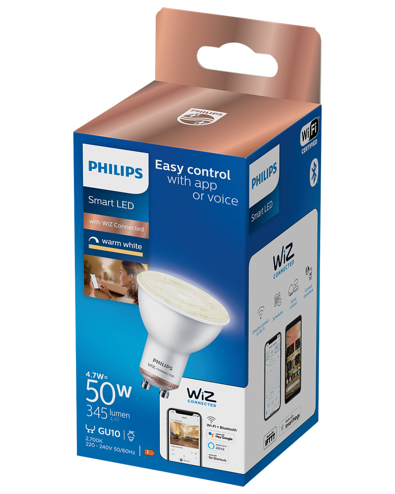 PHILIPS Smart LED reflektorlampa 4,7W GU10 - varmvit