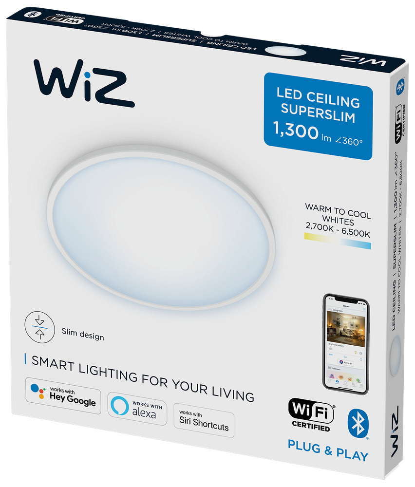 WiZ Plafond superslim Ø25cm 14W - hvid