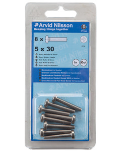 Arvid Nilsson Maskinskrue A4 PH M5 x 30 mm 8-pak