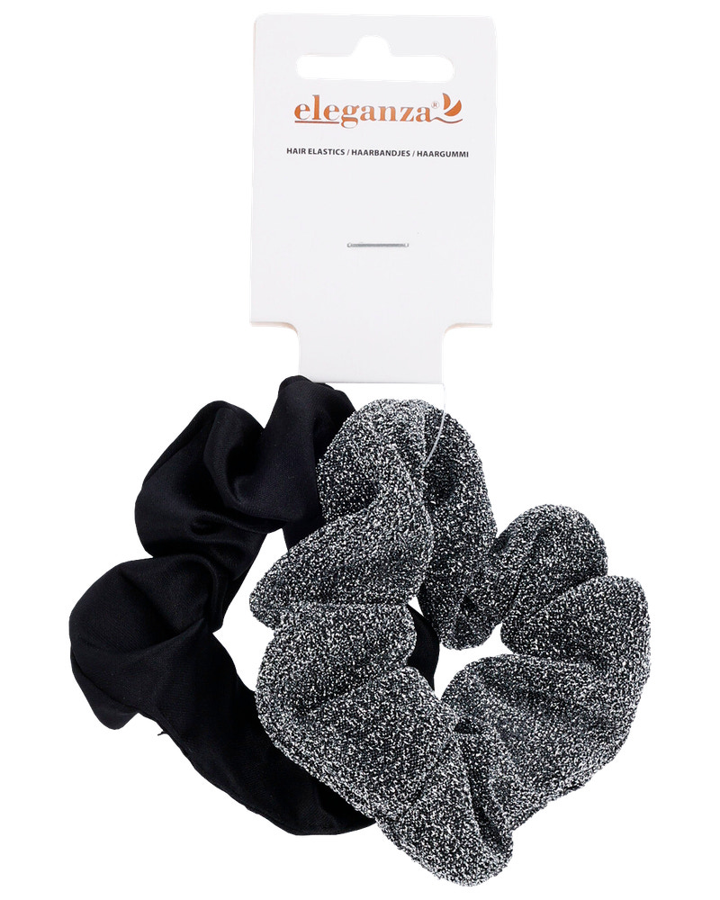 Scrunchie svart/glitter 2 st