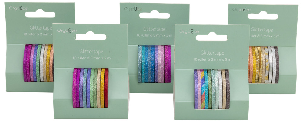 Glittertape 10-pak - Assorteret design