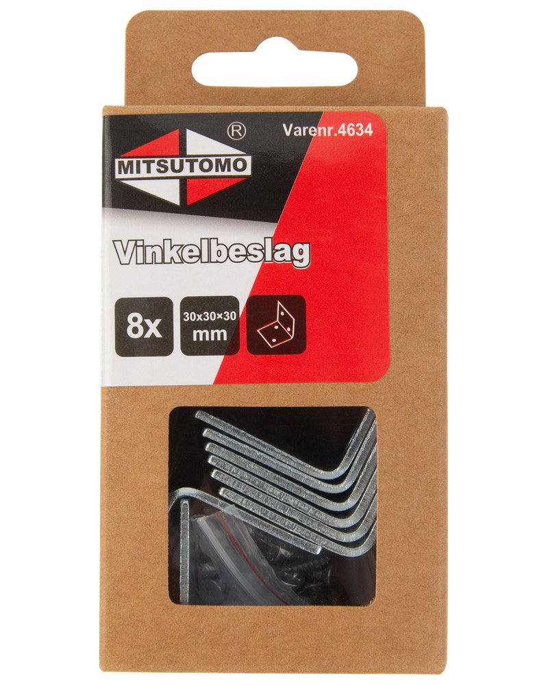 Mitsutomo Vinkelbeslag 30 x 30 x 30 mm 8-pak