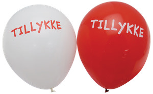 Ballon H. 25 cm 6-pak - Tillykke