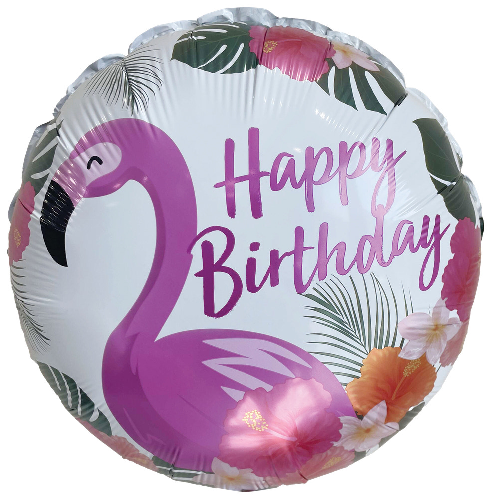 Folieballon 33 cm - Happy birthday flamingo