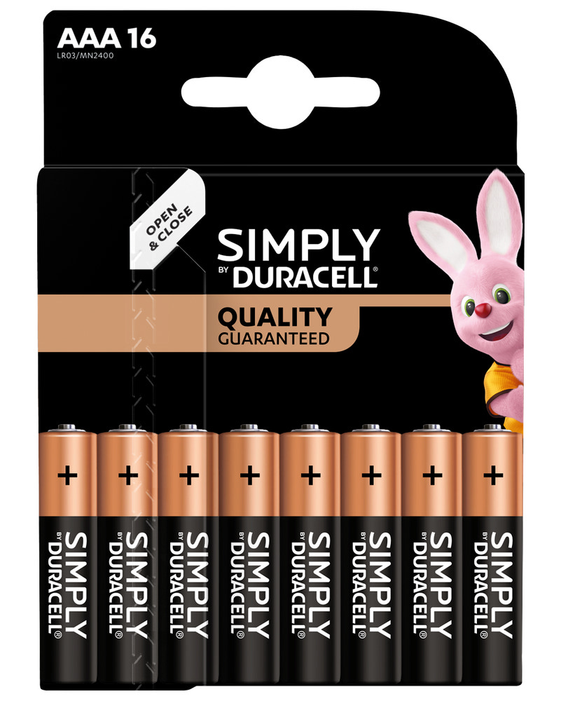 DURACELL Simply Batteri AAA 16-pak