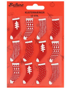 Klistermærker julesokker 12 stk.