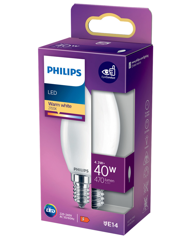 PHILIPS LED-pære 4,3W E14 B35