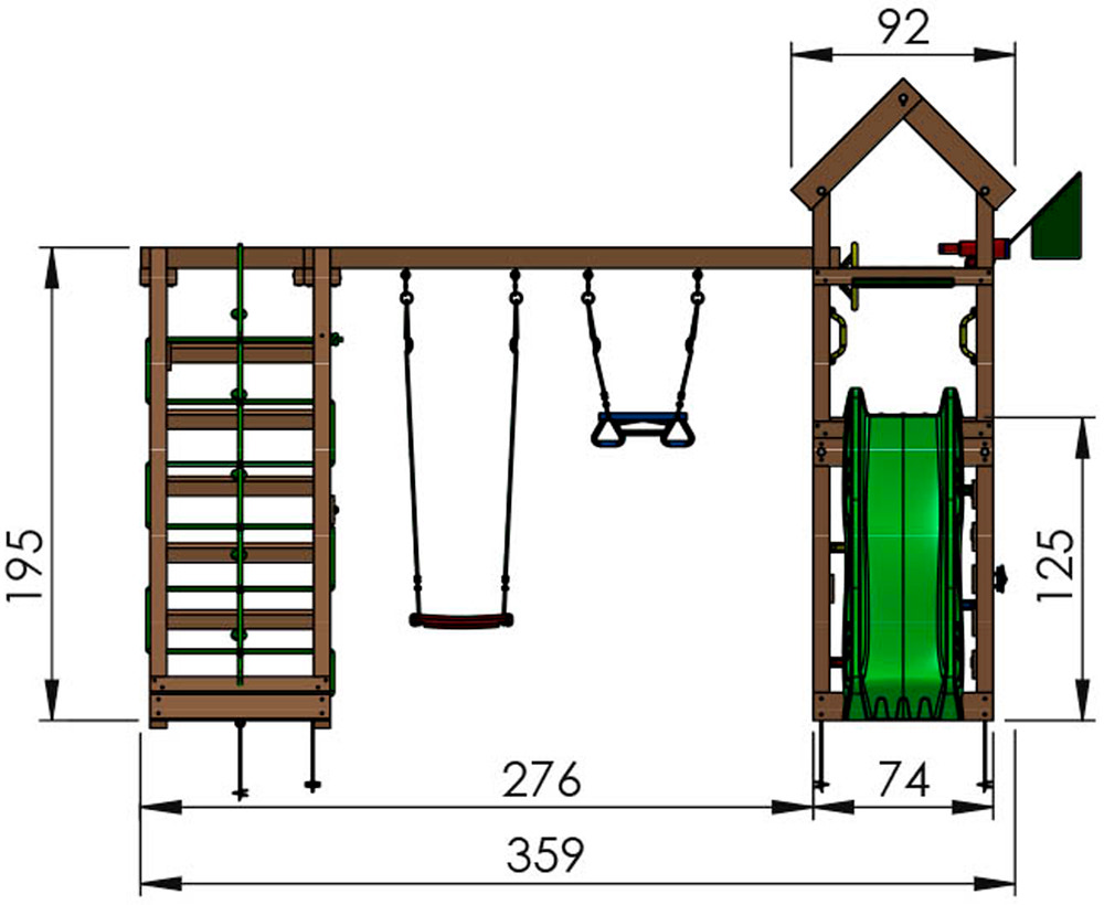 Jungle Gym Patio Legetårn med klatremodul