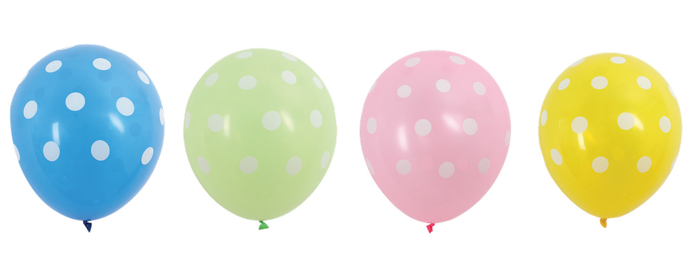 Latexballon 30 cm Med prikker- 4-pak