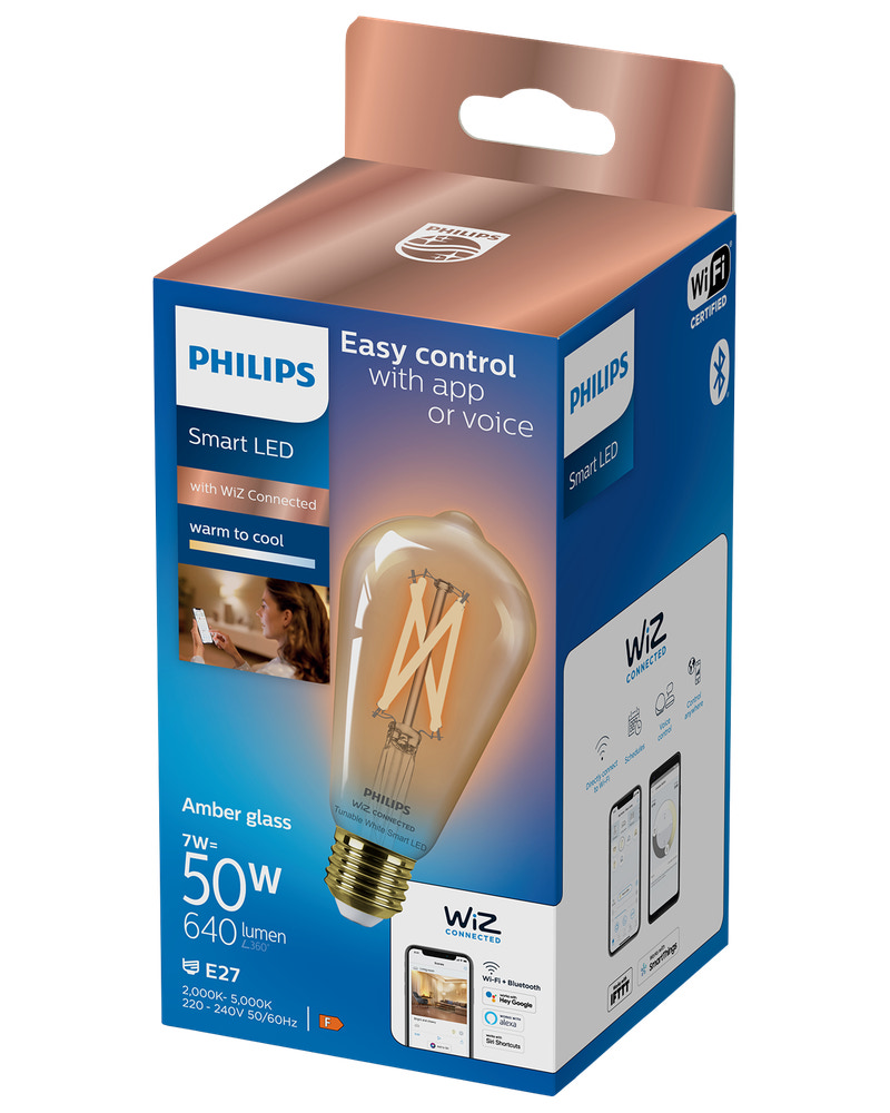 PHILIPS Smart LED-pære 7W E27 ST64 - WarmToCool