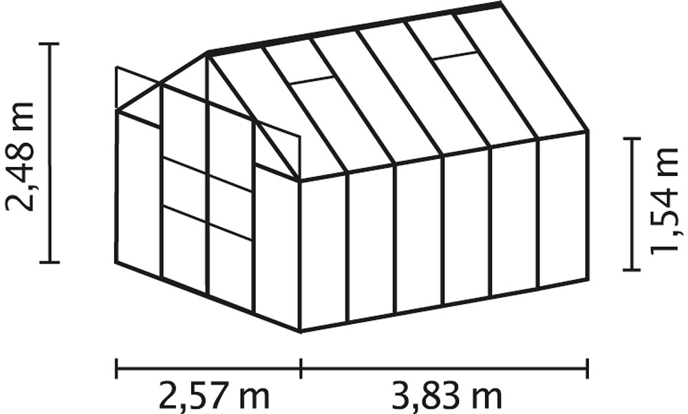 Växthus Uranus 9900 alu/glas med sockel